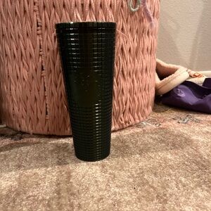 Dark green square textured Starbucks cup (straw not included)